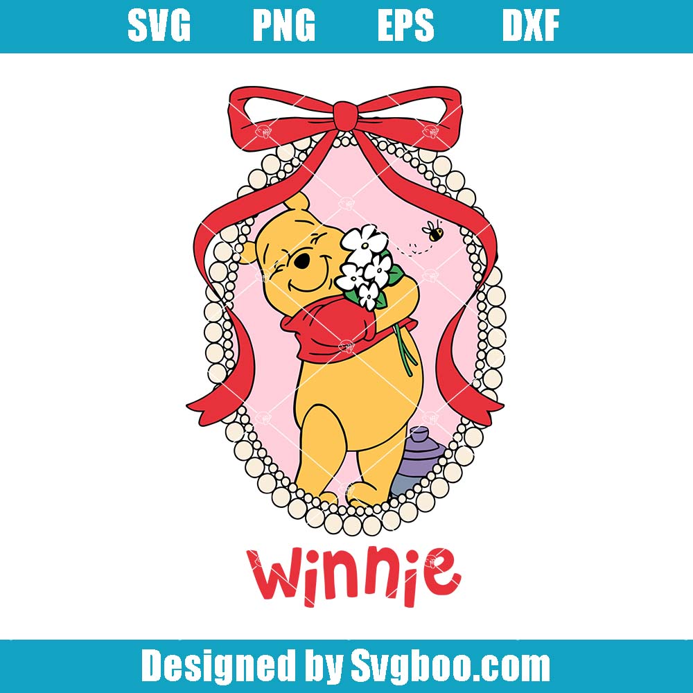 Disney Pooh Bear Bow Svg, Winnie The Pooh Svg, Coquette Mirror Svg Disney Pooh Bear Bow Svg