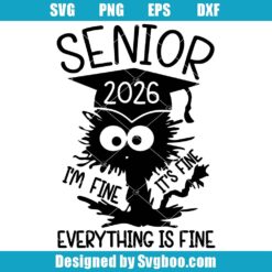 Senior 2026 Black Cat Graduation Svg