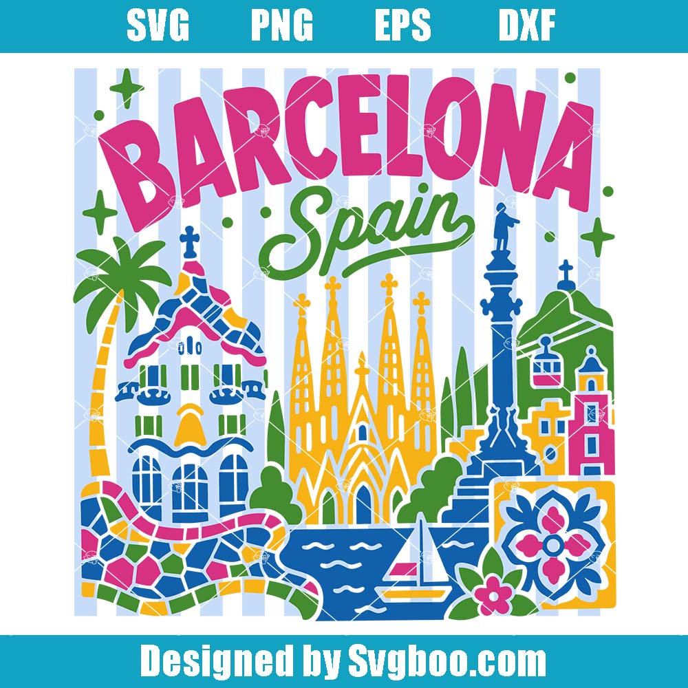 Barcelona Spain Svg, Sagrada Familia Gaudi Style Travel Svg Barcelona Spain Svg
