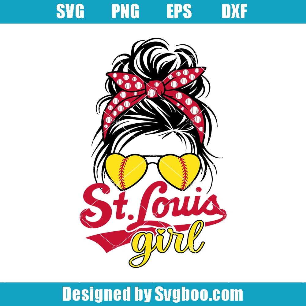 Messy Bun Svg, St Louis Girl Svg, Game Day Baseball Svg Messy Bun Svg