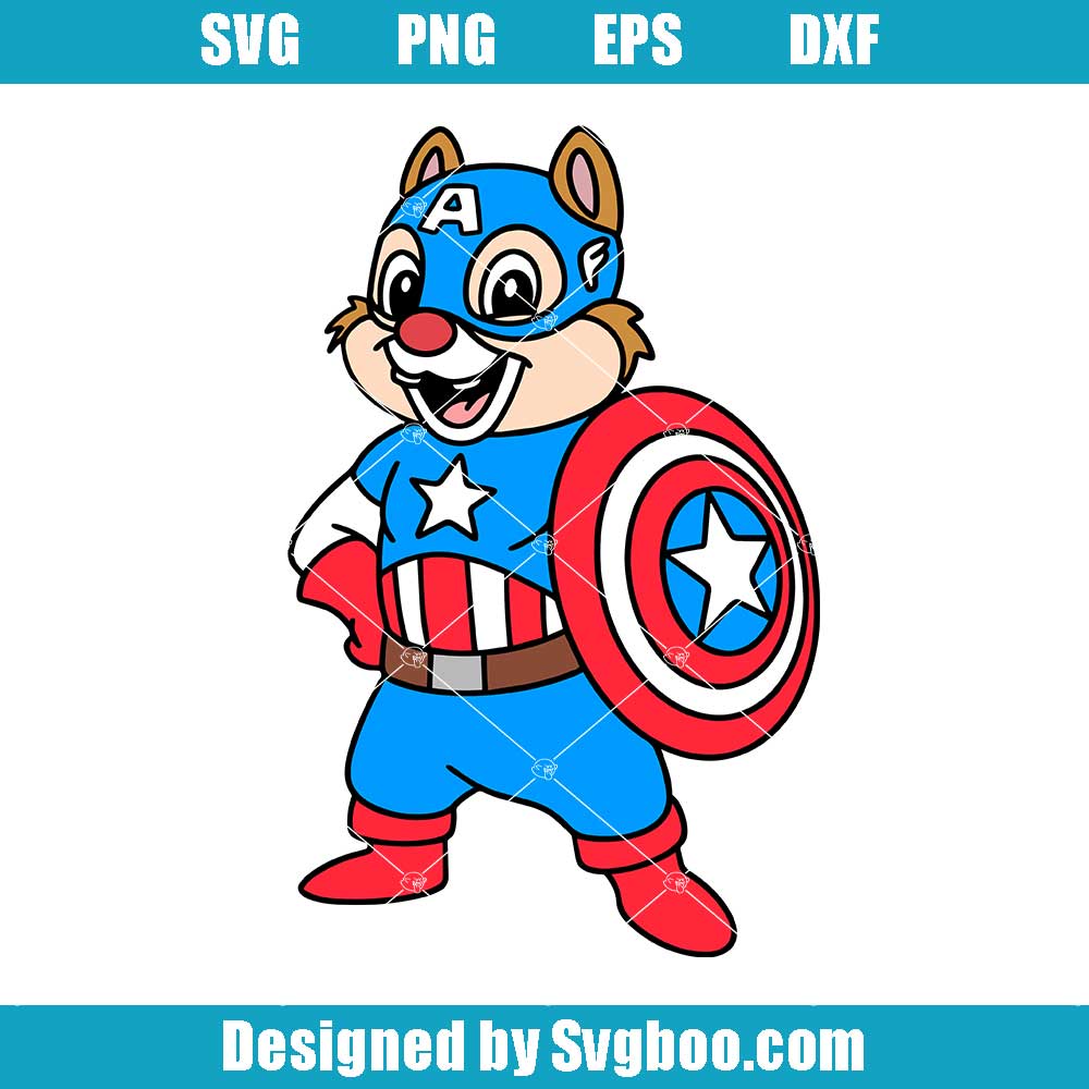 Dale Chipmunk as Captian America Svg, Dale And Friends Superhero Svg Dale Chipmunk as Captian America Svg