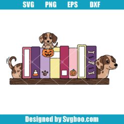 Purple Halloween Dachshund Bookends Svg