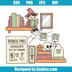 Halloween True Crime Reader Bookshelf SVG Design