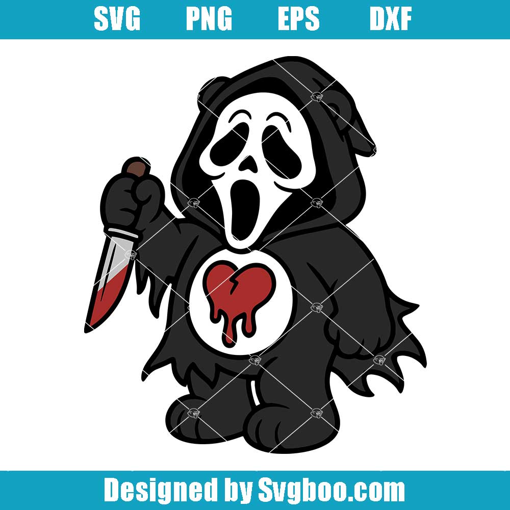 Teddy Bear Role-playing Ghost Face SVG Design – Creepy Cute Ghost Face Cutfile Teddy Bear Role-playing Ghost Face SVG Design