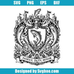 Riverrun Trout Crest Family Duty Honor SVG Design